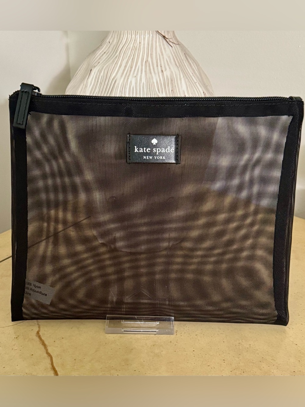 KATE SPADE  Black Mesh Toiletry Pouch NWOT